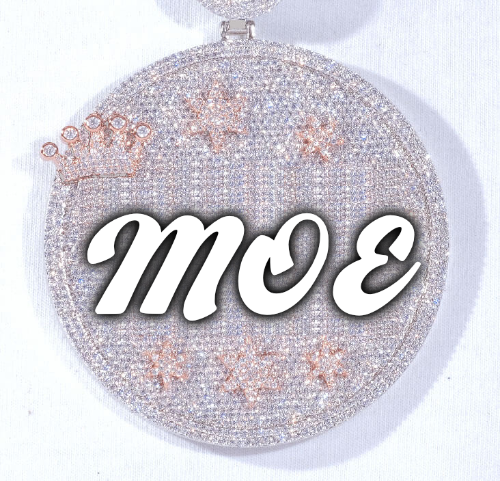CUSTOM LETTER NECKLACE 3D BIG CROWN DISC
