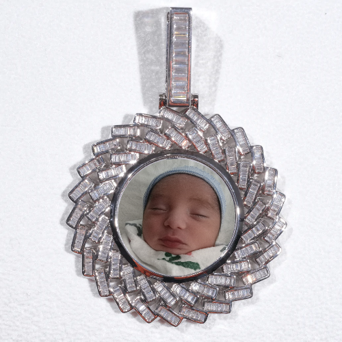 Large 3D Baguette Custom Picture Pendant