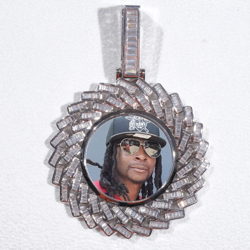Large 3D Baguette Custom Picture Pendant