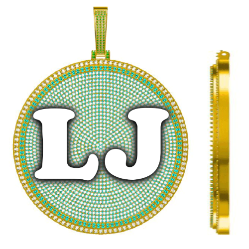 CUSTOM LETTER NECKLACE 3D BIG DISC