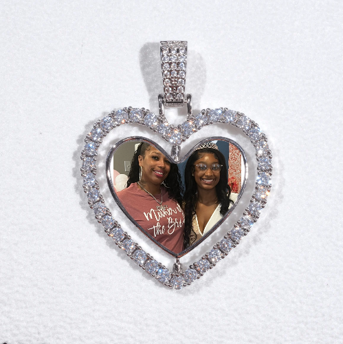 3D Spinning 2-Faced Heart Custom Picture Pendant