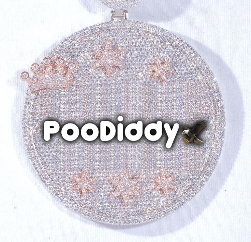 CUSTOM LETTER NECKLACE 3D BIG CROWN DISC