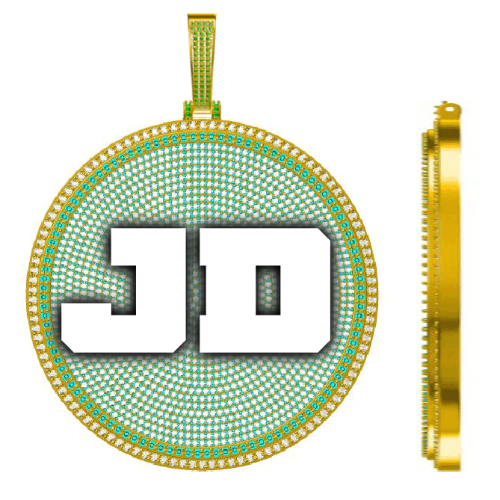 CUSTOM LETTER NECKLACE 3D BIG DISC