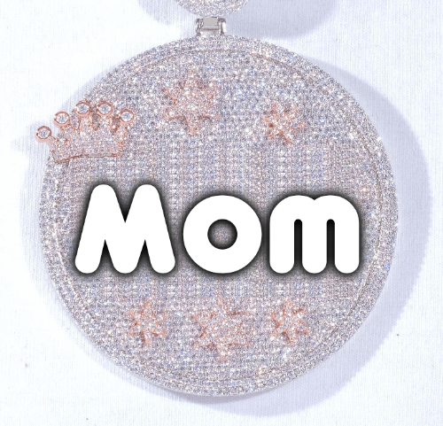 CUSTOM LETTER NECKLACE 3D BIG CROWN DISC