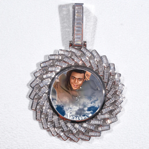 Large 3D Baguette Custom Picture Pendant