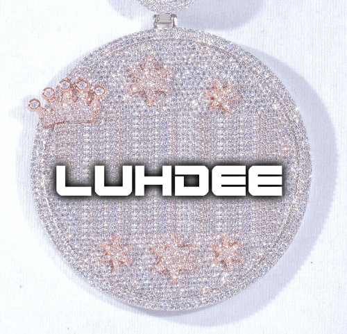 CUSTOM LETTER NECKLACE 3D BIG CROWN DISC