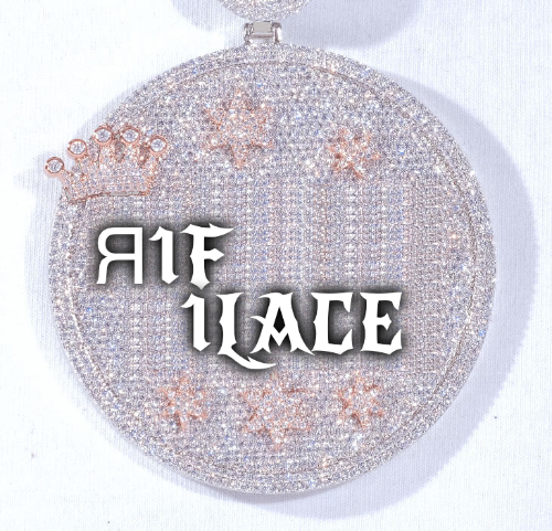 CUSTOM LETTER NECKLACE 3D BIG CROWN DISC