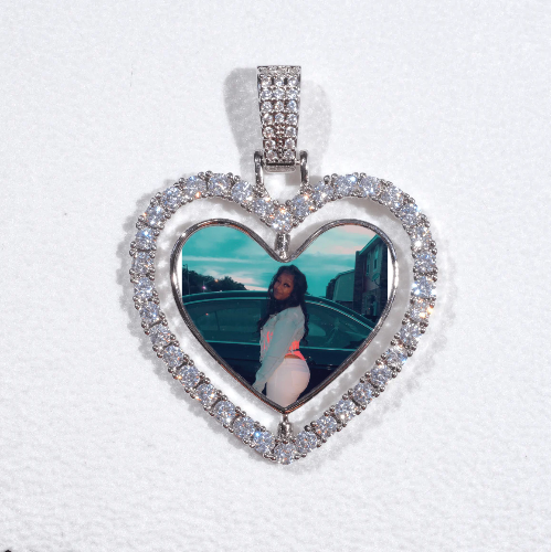 3D Spinning 2-Faced Heart Custom Picture Pendant