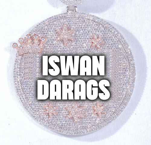 CUSTOM LETTER NECKLACE 3D BIG CROWN DISC
