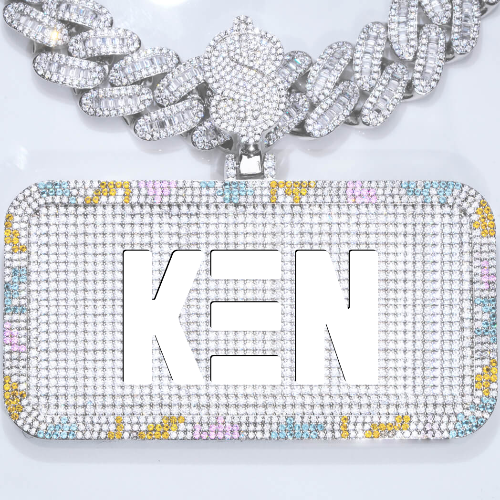 CUSTOM LETTER NECKLACE 3D COLORFUL SQUARE