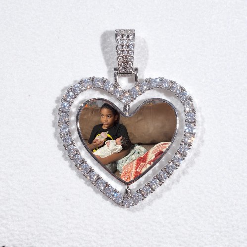 3D Spinning 2-Faced Heart Custom Picture Pendant