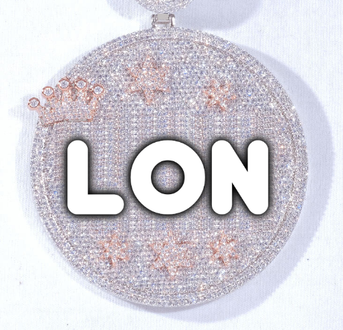 CUSTOM LETTER NECKLACE 3D BIG CROWN DISC