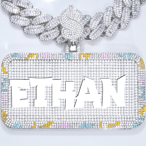 CUSTOM LETTER NECKLACE 3D COLORFUL SQUARE