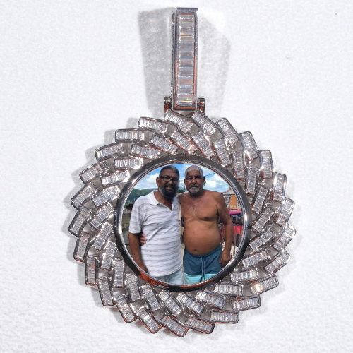 Large 3D Baguette Custom Picture Pendant