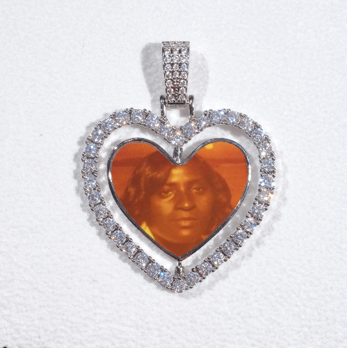 3D Spinning 2-Faced Heart Custom Picture Pendant