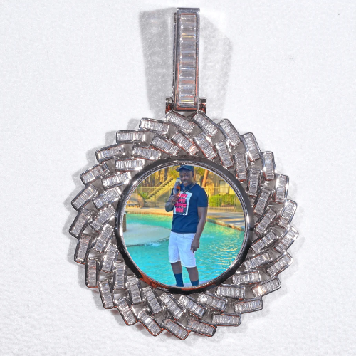 Large 3D Baguette Custom Picture Pendant