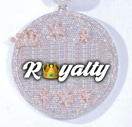 CUSTOM LETTER NECKLACE 3D BIG CROWN DISC