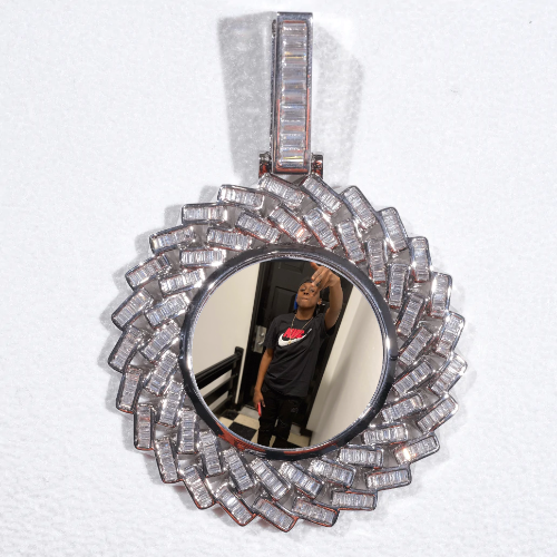 Large 3D Baguette Custom Picture Pendant