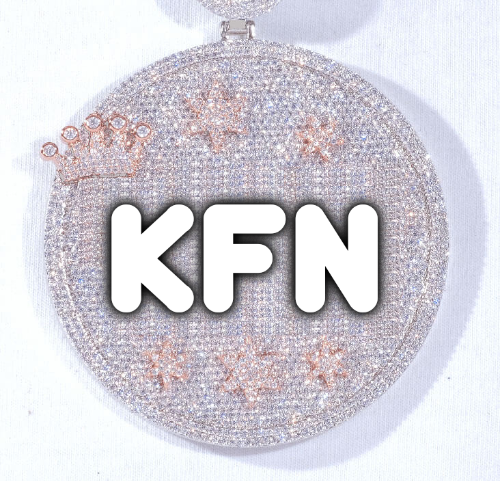 CUSTOM LETTER NECKLACE 3D BIG CROWN DISC