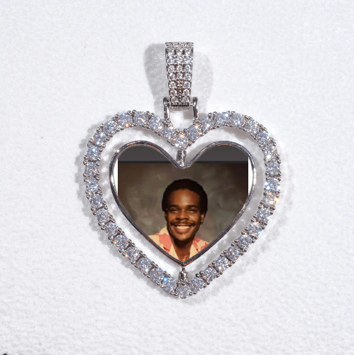3D Spinning 2-Faced Heart Custom Picture Pendant