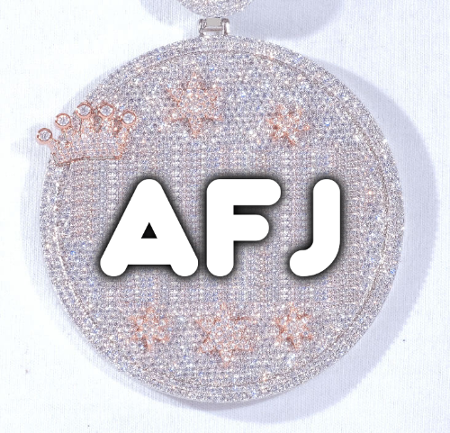 CUSTOM LETTER NECKLACE 3D BIG CROWN DISC