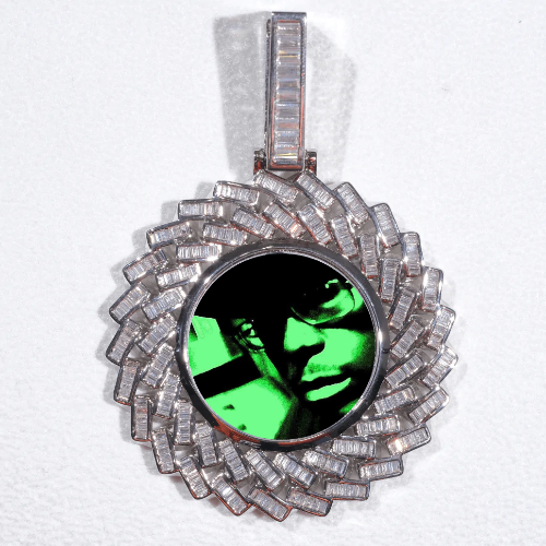 Large 3D Baguette Custom Picture Pendant