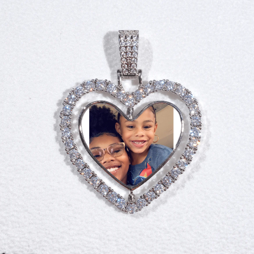 3D Spinning 2-Faced Heart Custom Picture Pendant