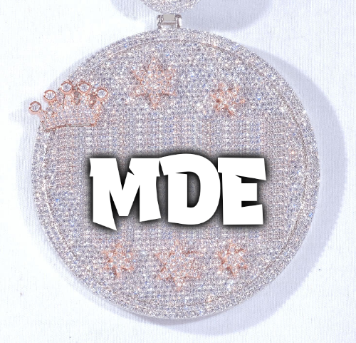 CUSTOM LETTER NECKLACE 3D BIG CROWN DISC
