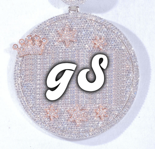 CUSTOM LETTER NECKLACE 3D BIG CROWN DISC