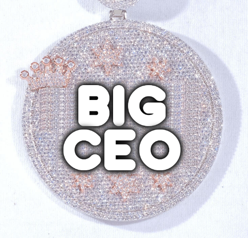 CUSTOM LETTER NECKLACE 3D BIG CROWN DISC