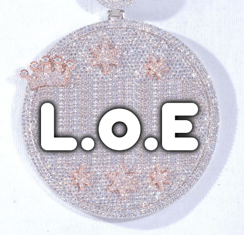 CUSTOM LETTER NECKLACE 3D BIG CROWN DISC