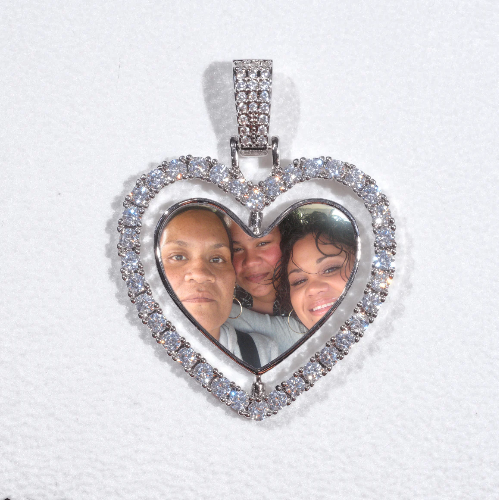 3D Spinning 2-Faced Heart Custom Picture Pendant