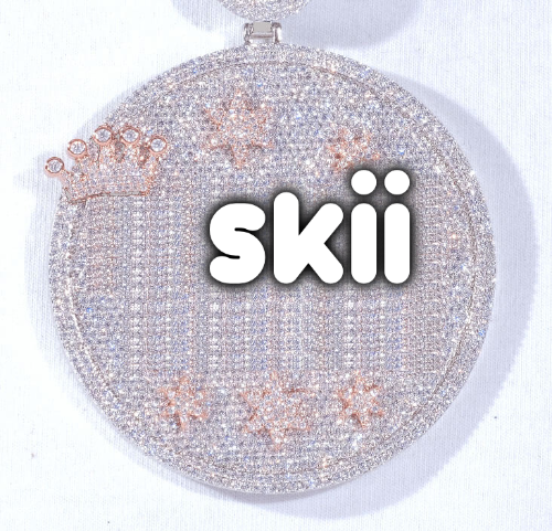 CUSTOM LETTER NECKLACE 3D BIG CROWN DISC