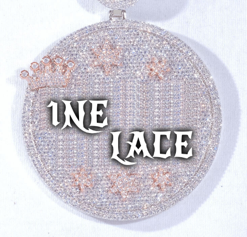 CUSTOM LETTER NECKLACE 3D BIG CROWN DISC