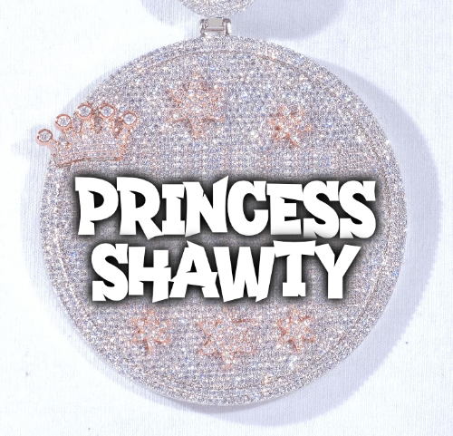 CUSTOM LETTER NECKLACE 3D BIG CROWN DISC
