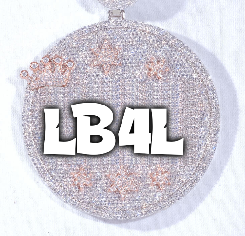 CUSTOM LETTER NECKLACE 3D BIG CROWN DISC