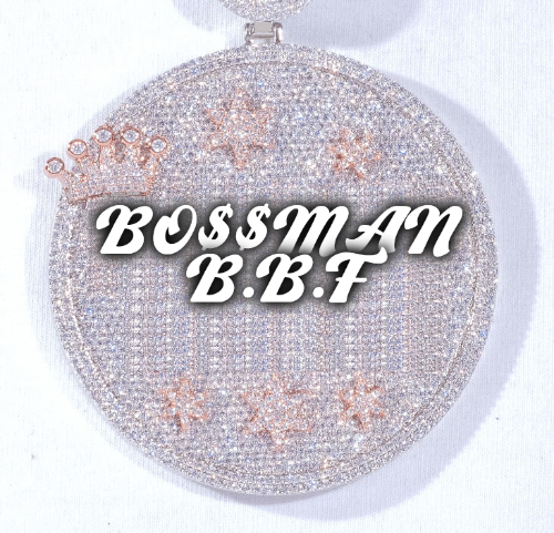 CUSTOM LETTER NECKLACE 3D BIG CROWN DISC