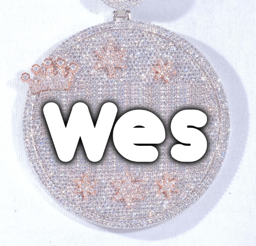 CUSTOM LETTER NECKLACE 3D BIG CROWN DISC