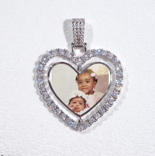 3D Spinning 2-Faced Heart Custom Picture Pendant