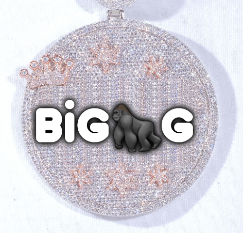 CUSTOM LETTER NECKLACE 3D BIG CROWN DISC