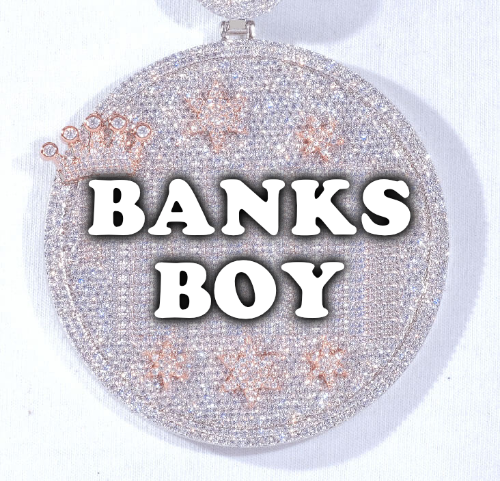 CUSTOM LETTER NECKLACE 3D BIG CROWN DISC