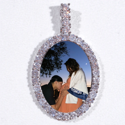 Large 3D Oval Custom Picture Pendant