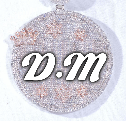 CUSTOM LETTER NECKLACE 3D BIG CROWN DISC