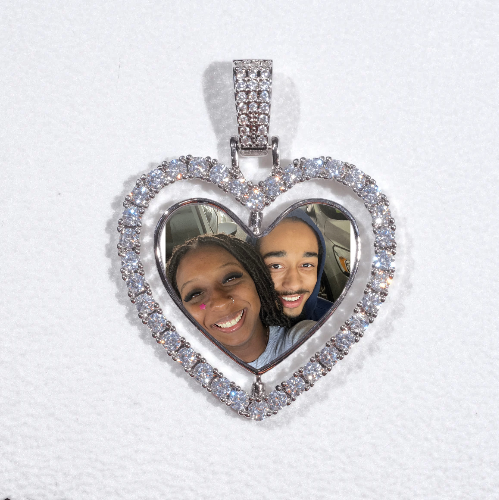 3D Spinning 2-Faced Heart Custom Picture Pendant