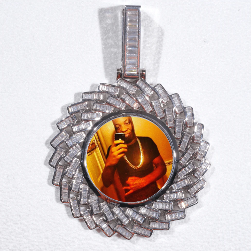 Large 3D Baguette Custom Picture Pendant