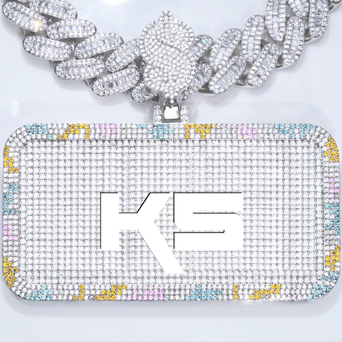 CUSTOM LETTER NECKLACE 3D COLORFUL SQUARE