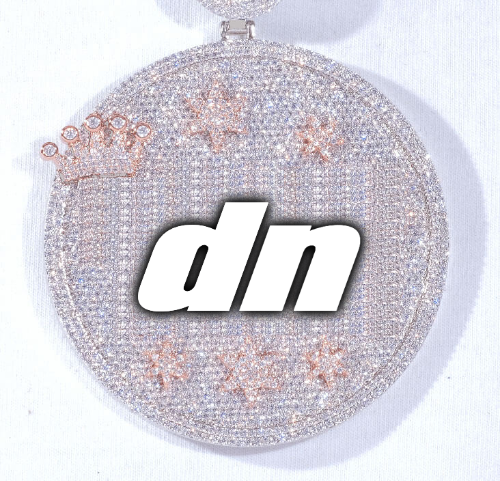 CUSTOM LETTER NECKLACE 3D BIG CROWN DISC