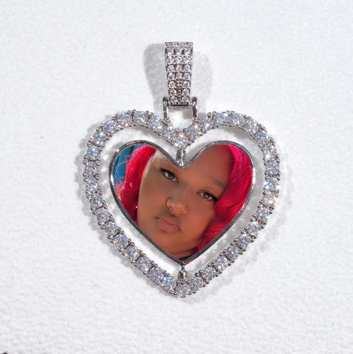 3D Spinning 2-Faced Heart Custom Picture Pendant