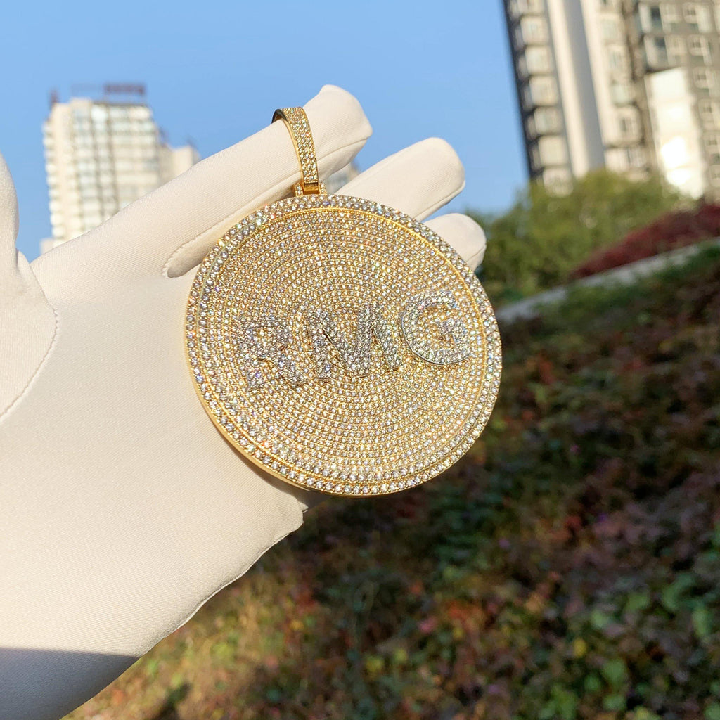 CUSTOM LETTER NECKLACE 3D BIG DISC - The GUU Shop