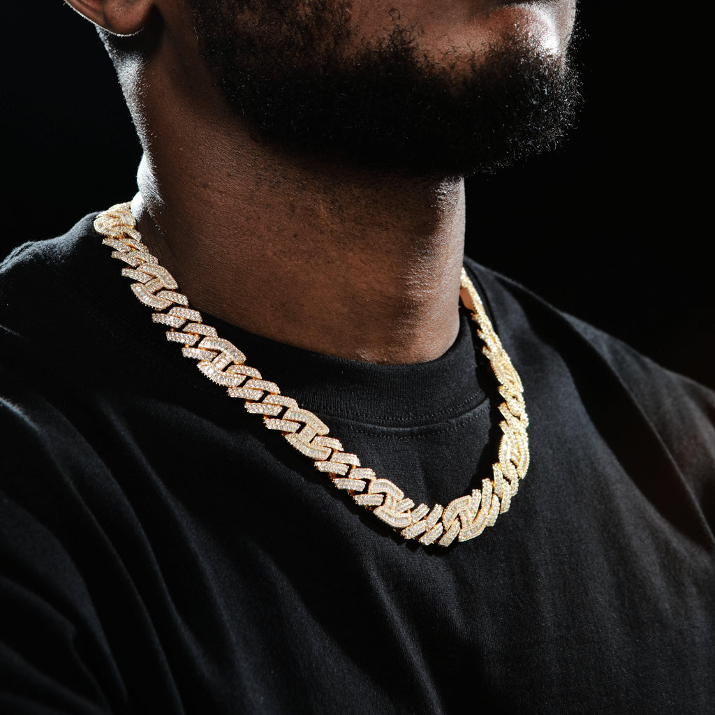 15mm Prong Baguette Gucci Curb Chain 18K Gold - The GUU Shop